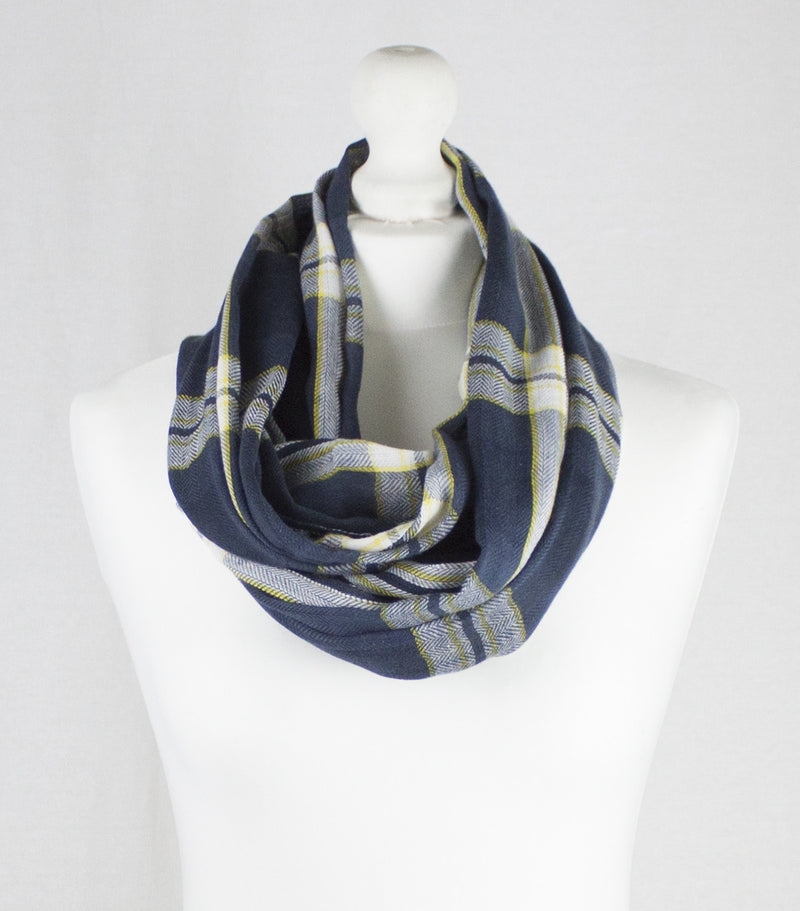 Window Checks Twill Weave Cotton Viscose Scarf - Black White