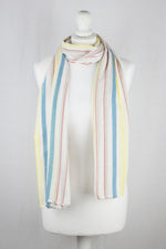 Modern Stripes Cotton Scarf - Crimson Teal Yellow