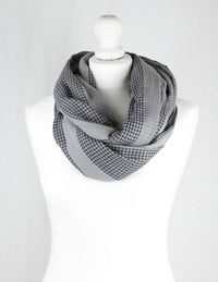 Checks and Stripes Cotton Scarf - Cement Black