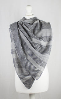 Checks and Stripes Cotton Scarf - Cement Black