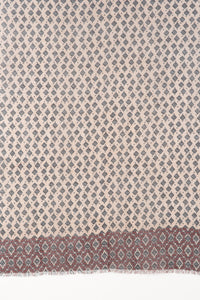 SVEZE Diamond Print Linen Cotton Scarf - Plum Peach - Flat Look