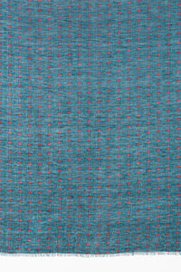 SVEZE Tile Print Linen Cotton Scarf - Navy Red - Flat Look