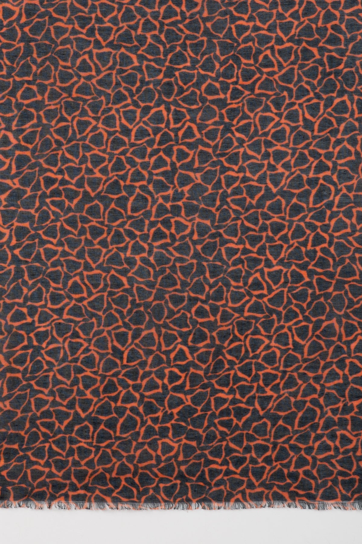 SVEZE Triangle Print Cotton Modal Scarf - Orange Black - Flat Look