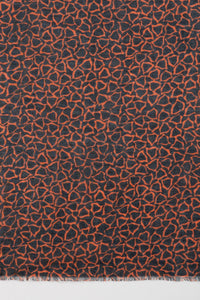 SVEZE Triangle Print Cotton Modal Scarf - Orange Black - Flat Look