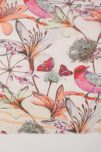 SVEZE Summer Sparrow Floral Print Cotton Modal Scarf - Multicoloured - Flat Look