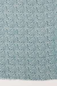 Sveze - Leaf Print Linen Cotton Scarf - Teal - Flat Look