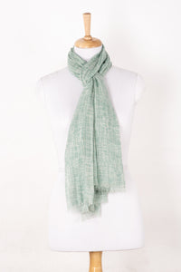 SVEZE Busy Strokes Print Cotton Modal Scarf - Sage - Regular Drape