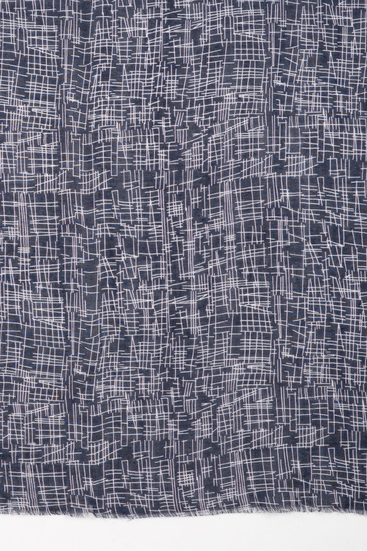 SVEZE Busy Strokes Print Cotton Modal Scarf - Navy - Flat Look