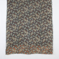 All Over Paisley Print Merino Wool Scarf - Brown Navy