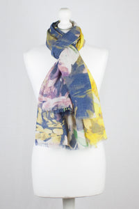 Romantic Flower Print Merino Wool Scarf - Multi