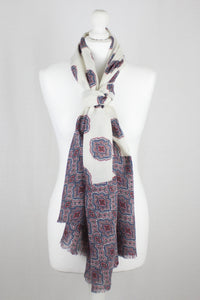 Ethnic Print Merino Wool Scarf - Off-White