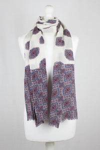 Ethnic Print Merino Wool Scarf - Off-White