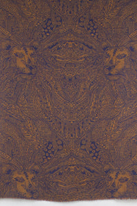 Dark Night Cheetah Jacquard Merino Wool Scarf - Navy Orange