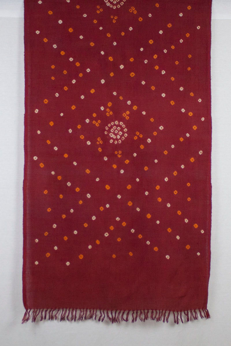 Bandhani Tie Dye Wool Scarf - Red