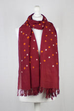 Bandhani Tie Dye Wool Scarf - Red