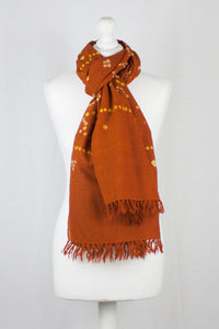 Bandhani Tie Dye Wool Scarf - Orange