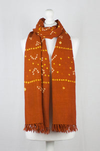 Bandhani Tie Dye Wool Scarf - Orange