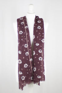 Poppy Flower Merino Wool Scarf - Plum