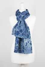 Shibori Tie Dye Scarf - Blue Semi Circle