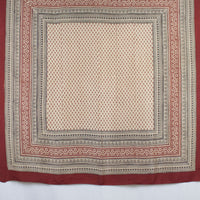 Mini Spade Print Bagh Hand-block Print Silk Square Scarf - Red