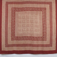 Checks Mix Print Bagh Hand-block Print Silk Square Scarf - Red