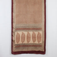 Edgy Stripes Print Bagh Hand-block Print Silk Scarf - Red