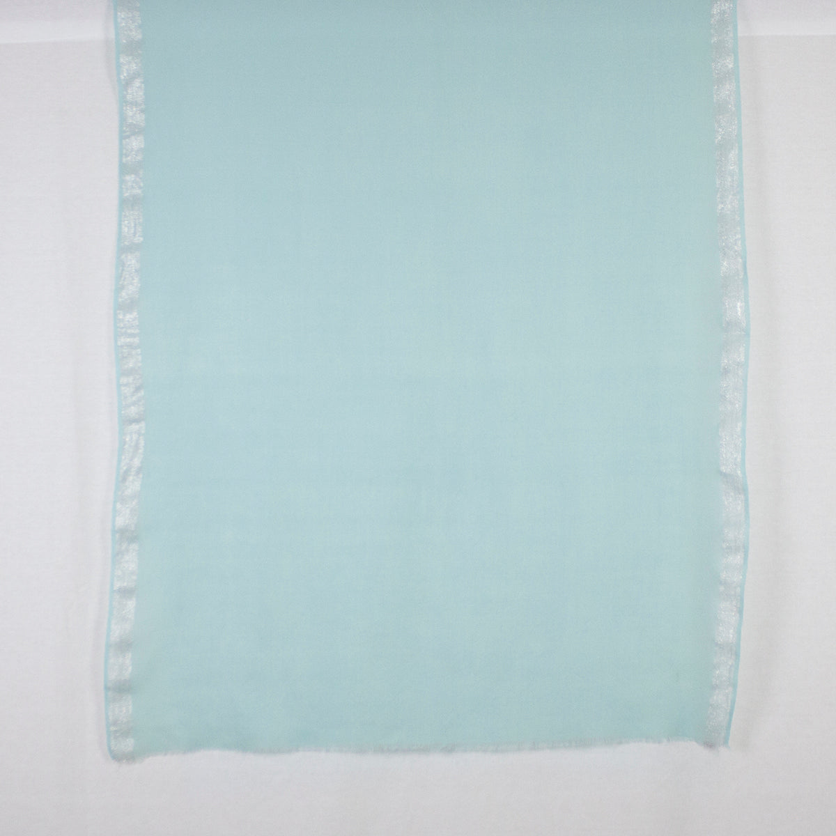 Twill Weave with Silver Lurex Border Merino Wool Scarf - Mint Green