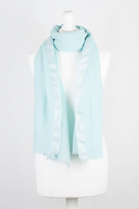 Twill Weave with Silver Lurex Border Merino Wool Scarf - Mint Green