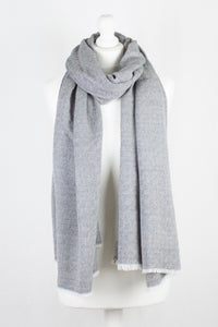 Diamond Weave Two Tone Woollen Scarf - Grey