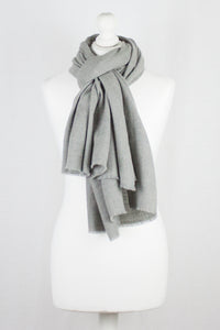 Diamond Weave Merino Wool Scarf - Ice Grey