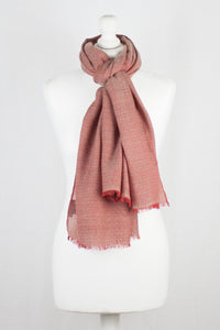 Diamond Weave Two Tone Merino Wool Scarf - Red