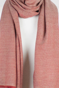 Diamond Weave Two Tone Merino Wool Scarf - Red