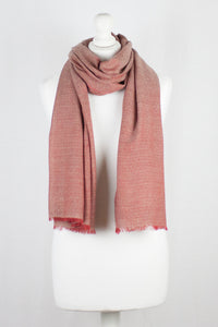 Diamond Weave Two Tone Merino Wool Scarf - Red