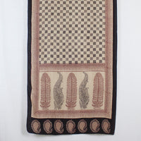 Checks Mesh Bagh Hand-block Print Silk Scarf - Black