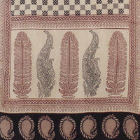 Checks Mesh Bagh Hand-block Print Silk Scarf - Black