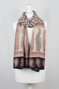 Checks Mesh Bagh Hand-block Print Silk Scarf - Black