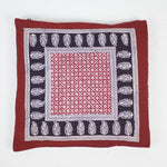 Flower Mesh Paisley & Chevron Bagh Hand Block Print Cotton Cushion Cover - Red Black