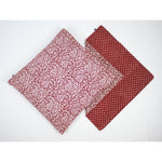 Paisley & Mushroom Bagh Hand Block Print Cotton Cushion Cover - Red