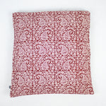 Paisley & Mushroom Bagh Hand Block Print Cotton Cushion Cover - Red