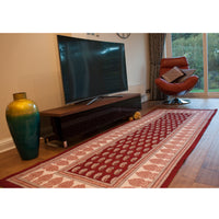 Paisley & Ambi Hand Block Print Area / Runner Rug - Red White