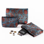 Sveze - Hand-block Print Silk Travel Case Set of 3 - Blue Red Black Floral - Lifestyle image