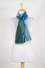 Abstract Peaks Merino Wool Scarf - Green Multi