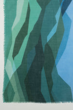 Abstract Peaks Merino Wool Scarf - Green Multi