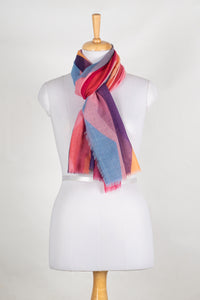 Abstract Peaks Merino Wool Scarf - Pink Multi