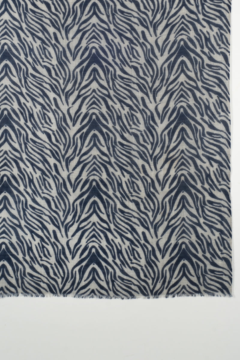 Tiger Print Merino Wool Scarf - Black White