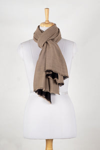 Reversible Merino Wool Scarf - Black Beige