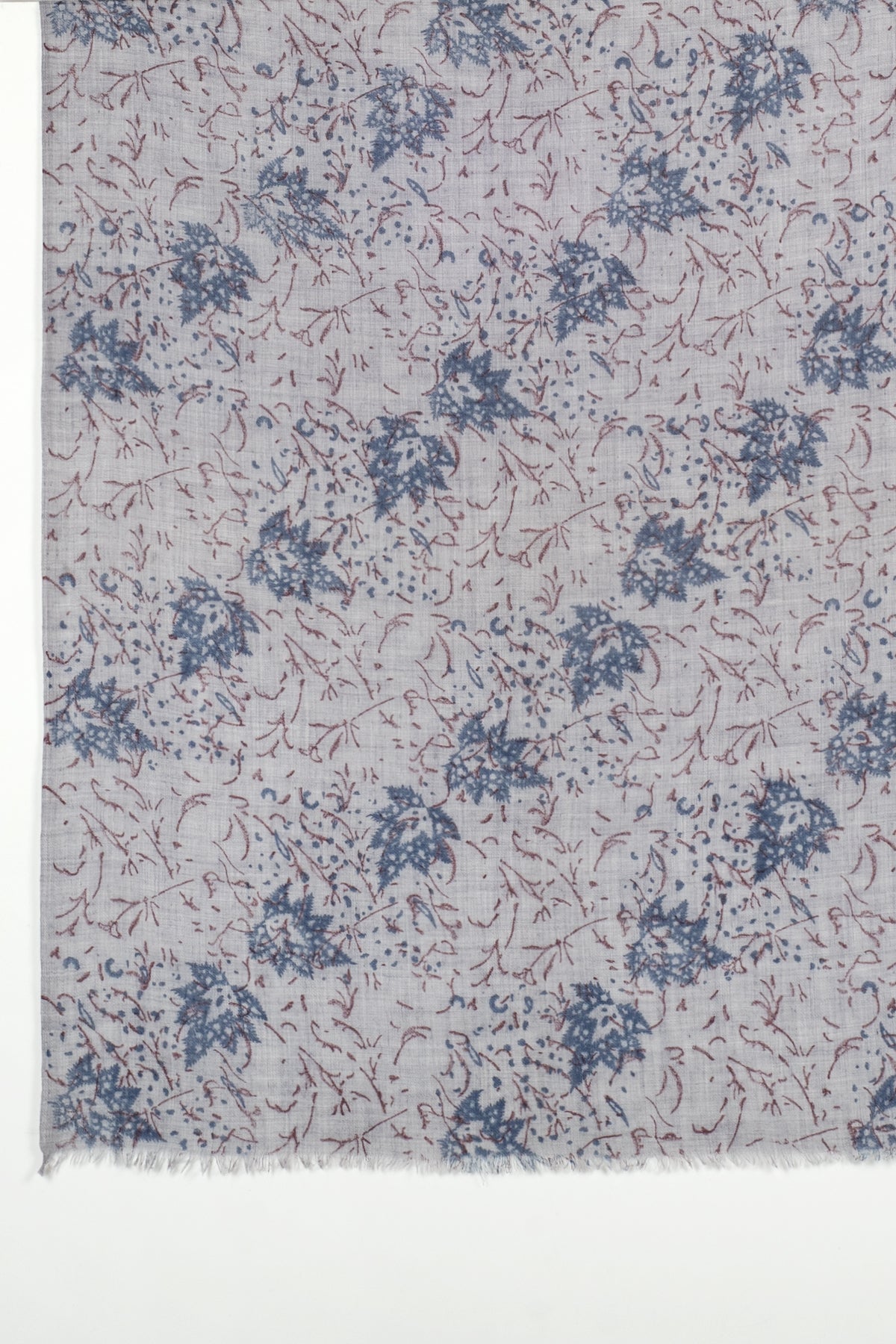 Leaves and Twigs Merino Wool Scarf - Grey