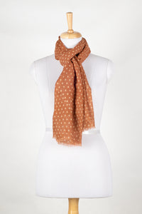 Polka Dots Illusion Merino Wool Scarf - Burnt Orange