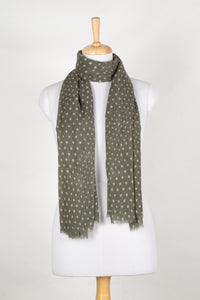 Polka Dots Illusion Merino Wool Scarf - Green