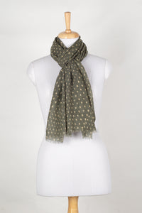 Polka Dots Illusion Merino Wool Scarf - Green